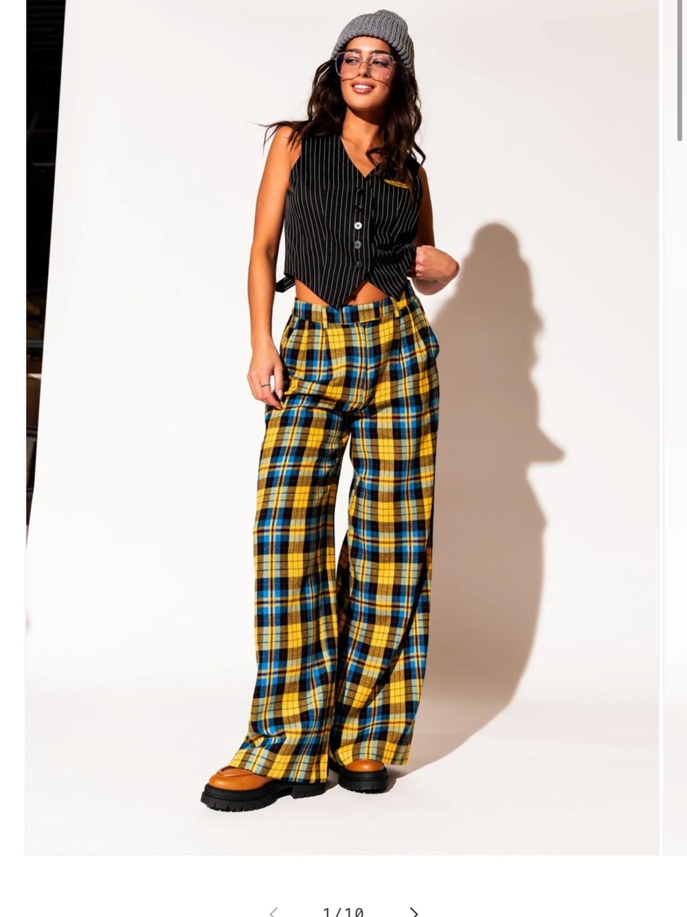 Dressed in LaLa Lovers Lane Plaid Wide Leg Trousers XL